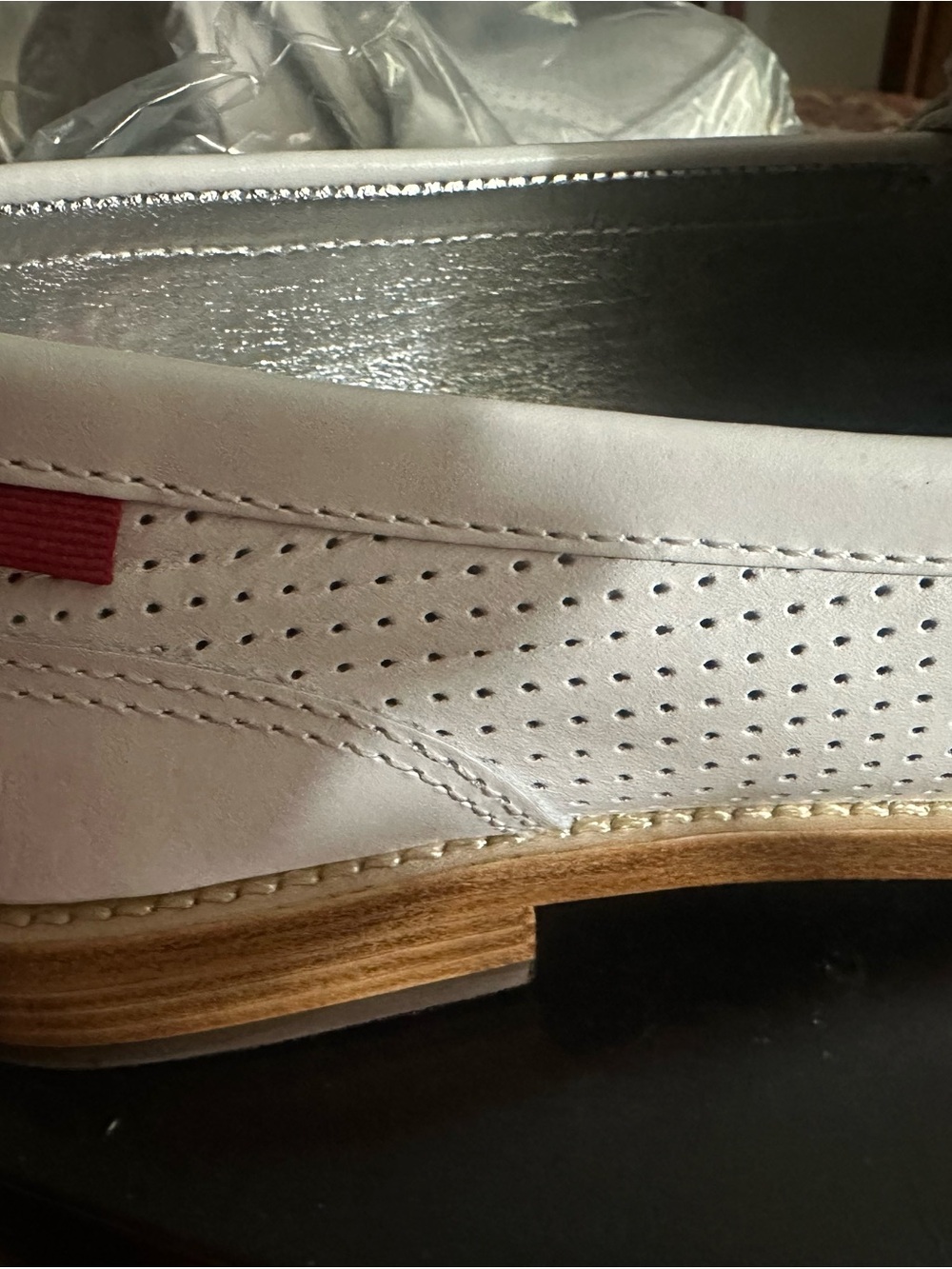 Marc Joseph White Perforated Leather Slip-On Loafers with Silver Bit - Picture 3 of 4